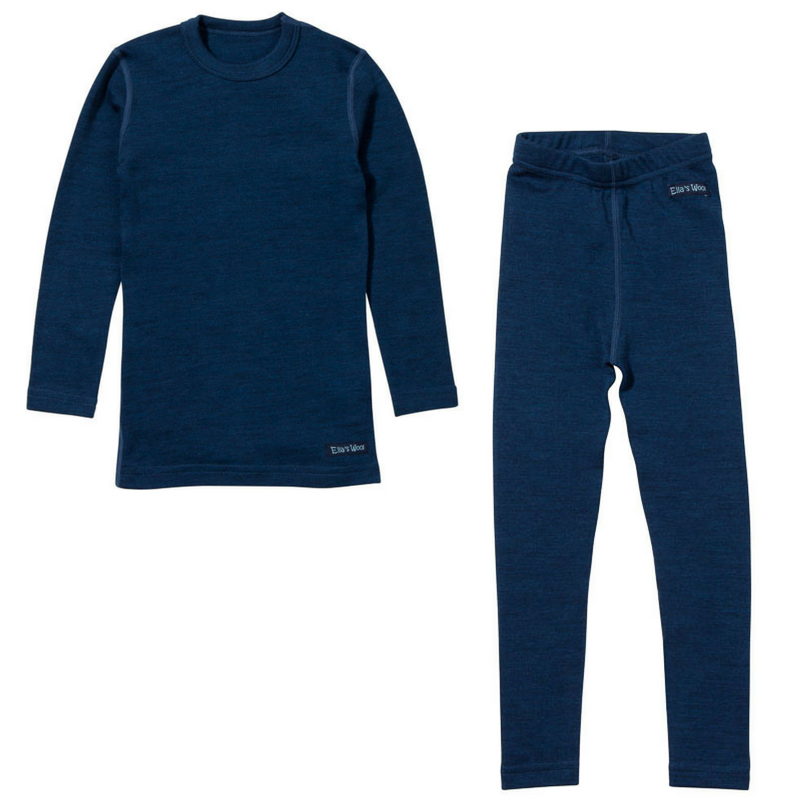 Children's 100% Merino Base Layer Set [Navy Blue] – Ella's Wool
